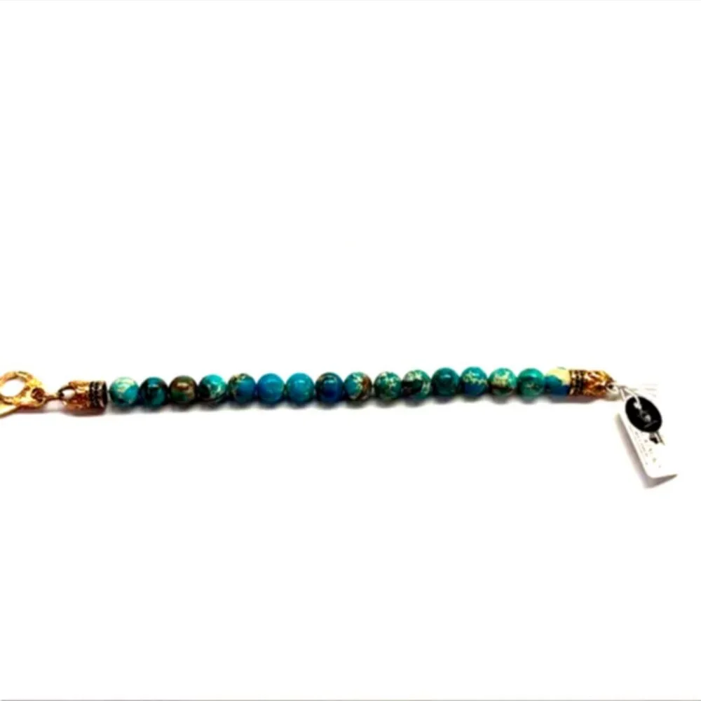 Blackjack Sea Sediment Jasper Gold Tone Lobster Claw Bracelet